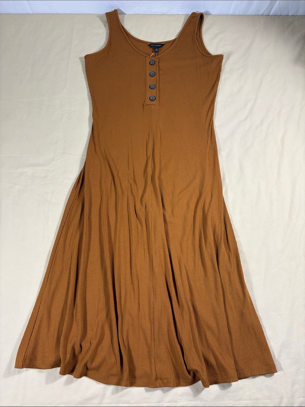 Banana Republic Brown Ribbed Henley Sleeveless Midi Tank Dress Medium M NWT